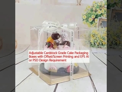 オフセット/スクリーンプリントとEPS AIまたはPSD設計要件の調整可能なカードストックグレードのケーキ包装箱