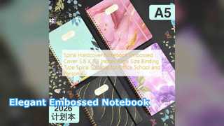 スパイラル ハードカバー ノートブック エレガントなエンボス加工